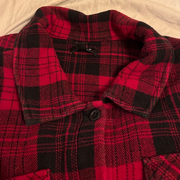 Torrid Cotton Brushed Midi Shacket Red Plaid Size 5 (5X) - Picture 5 of 13